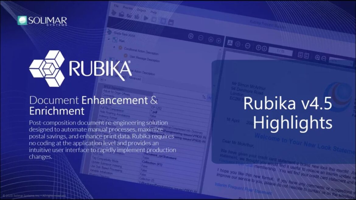 Solimar Systems Releases Latest Enhancements to Rubika Version 4.5 Document Re-engineering Solution